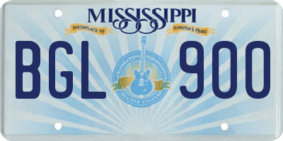 MS license plate BGL900