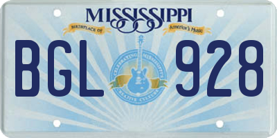 MS license plate BGL928