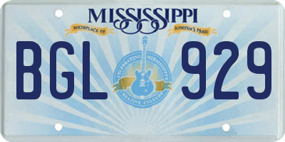 MS license plate BGL929
