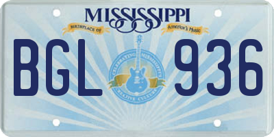 MS license plate BGL936