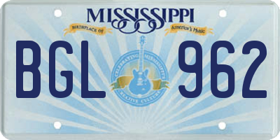 MS license plate BGL962