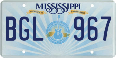 MS license plate BGL967
