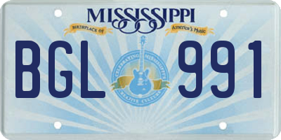 MS license plate BGL991