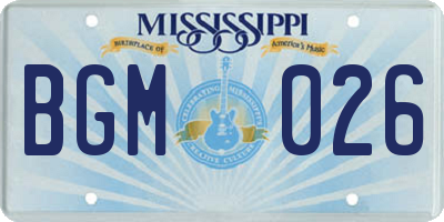 MS license plate BGM026