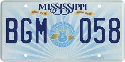 MS license plate BGM058
