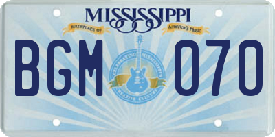 MS license plate BGM070