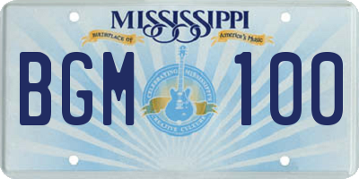 MS license plate BGM100