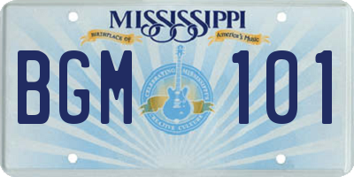 MS license plate BGM101