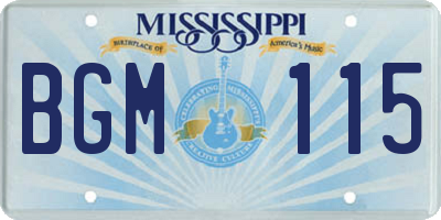 MS license plate BGM115