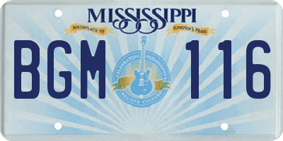 MS license plate BGM116