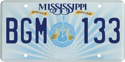 MS license plate BGM133