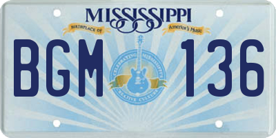 MS license plate BGM136