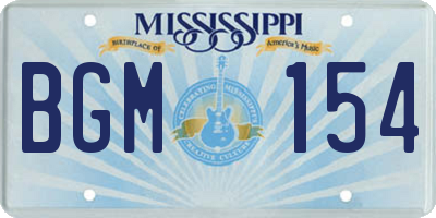 MS license plate BGM154