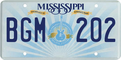 MS license plate BGM202