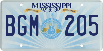 MS license plate BGM205