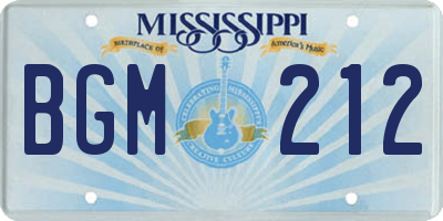 MS license plate BGM212