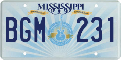 MS license plate BGM231