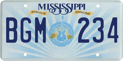 MS license plate BGM234
