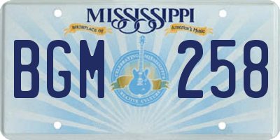 MS license plate BGM258