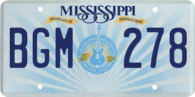 MS license plate BGM278