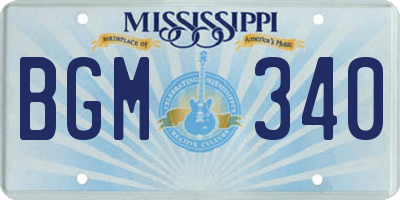 MS license plate BGM340
