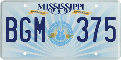 MS license plate BGM375