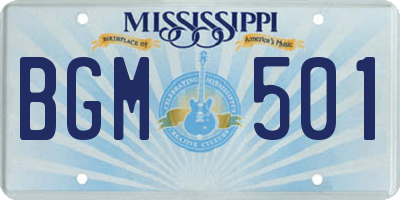 MS license plate BGM501