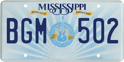 MS license plate BGM502