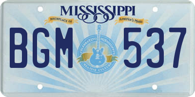 MS license plate BGM537