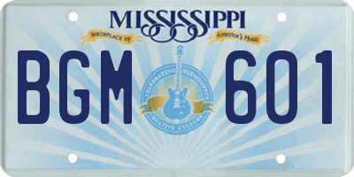 MS license plate BGM601