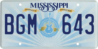 MS license plate BGM643