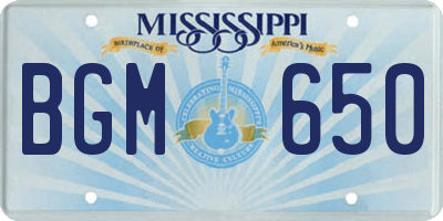 MS license plate BGM650