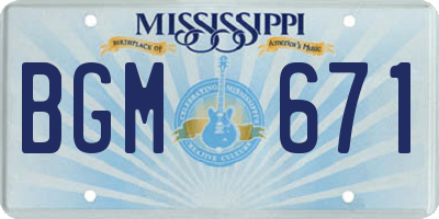 MS license plate BGM671