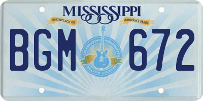 MS license plate BGM672