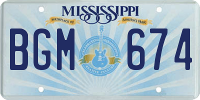 MS license plate BGM674