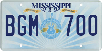 MS license plate BGM700