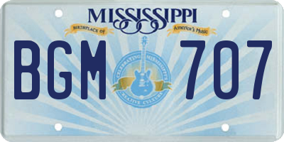 MS license plate BGM707