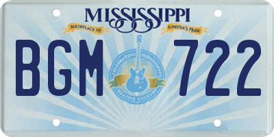 MS license plate BGM722
