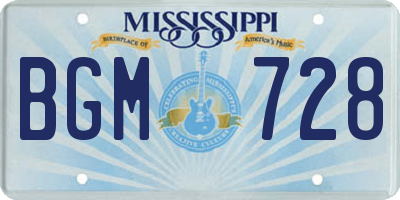 MS license plate BGM728