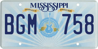 MS license plate BGM758