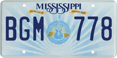 MS license plate BGM778