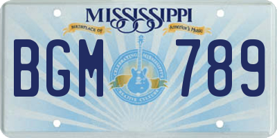 MS license plate BGM789