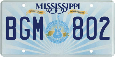 MS license plate BGM802