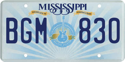 MS license plate BGM830