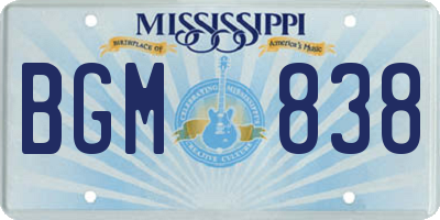 MS license plate BGM838