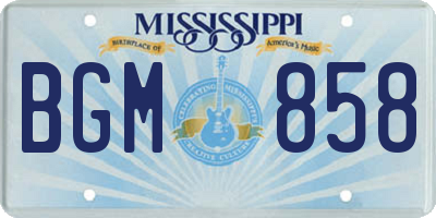 MS license plate BGM858