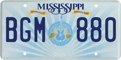 MS license plate BGM880