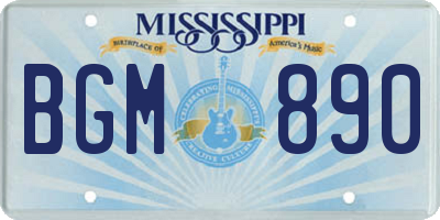 MS license plate BGM890