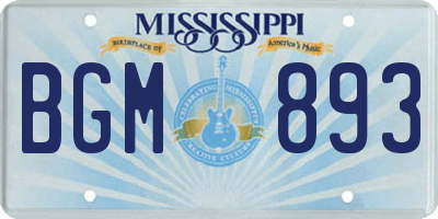 MS license plate BGM893