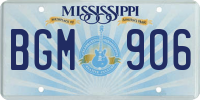 MS license plate BGM906